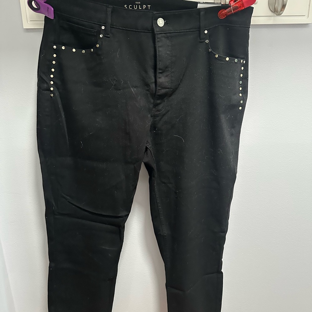 White House Black Market Black Skinny Jeans with Studded Detail